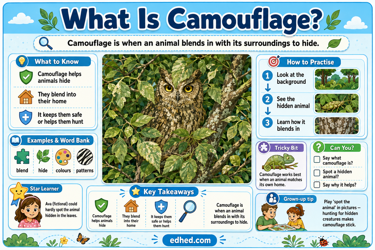 What Is Camouflage educational infographic for children