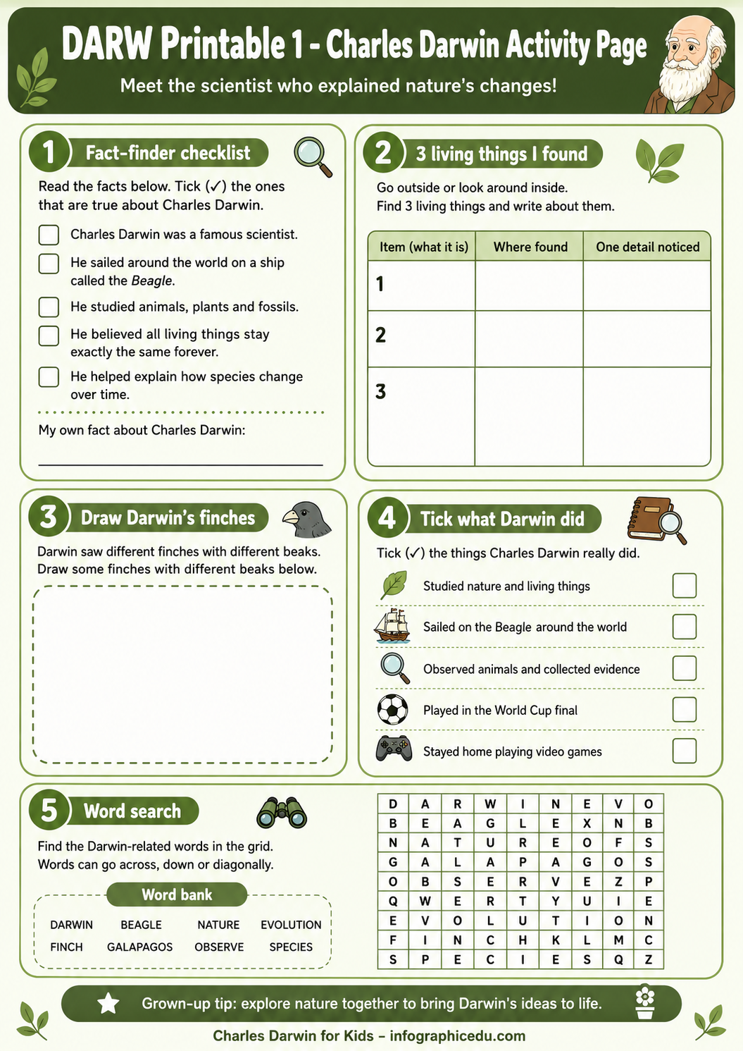 Charles Darwin – Digital Infographic Course & Printable Planner Pack