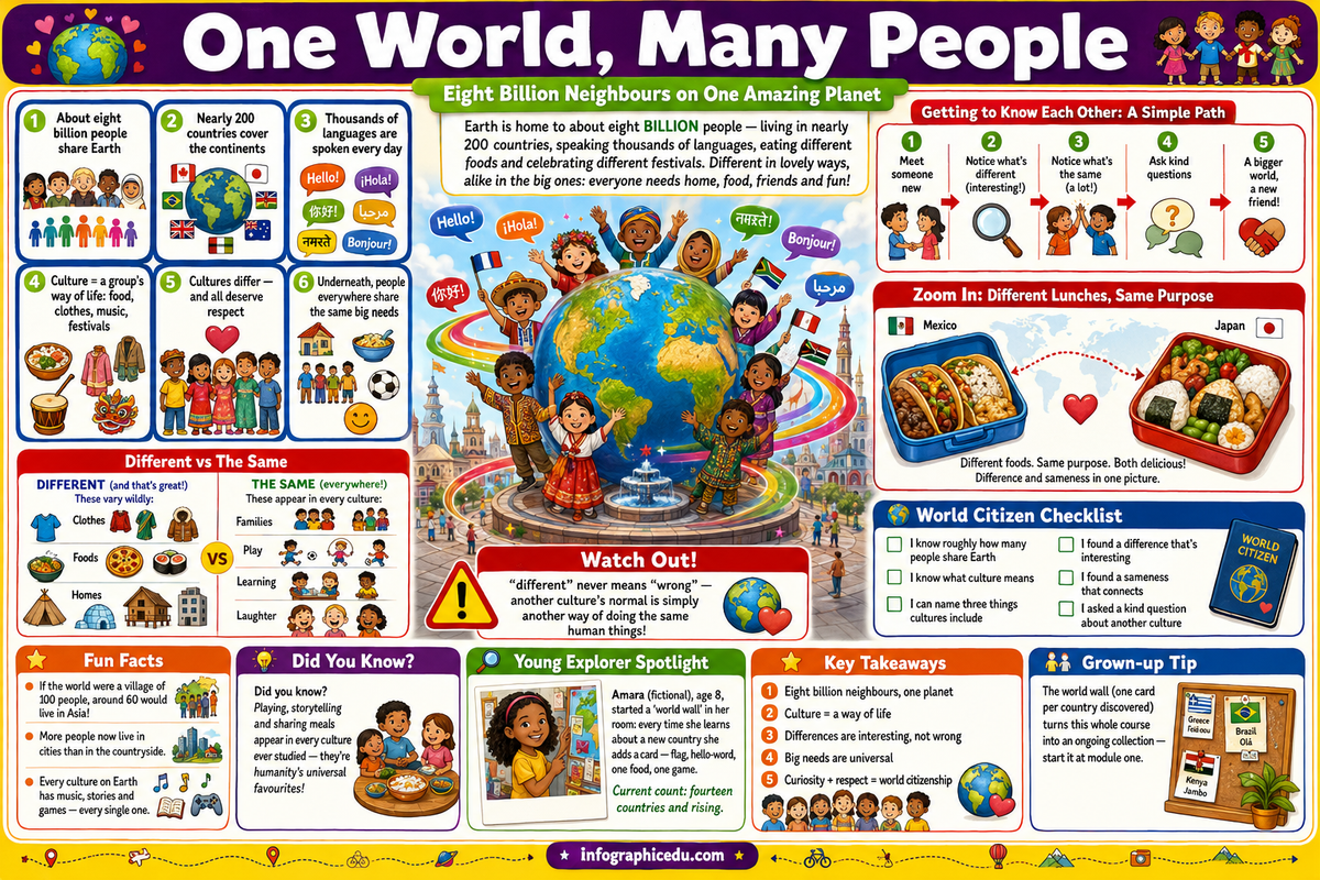 One World, Many People infographic