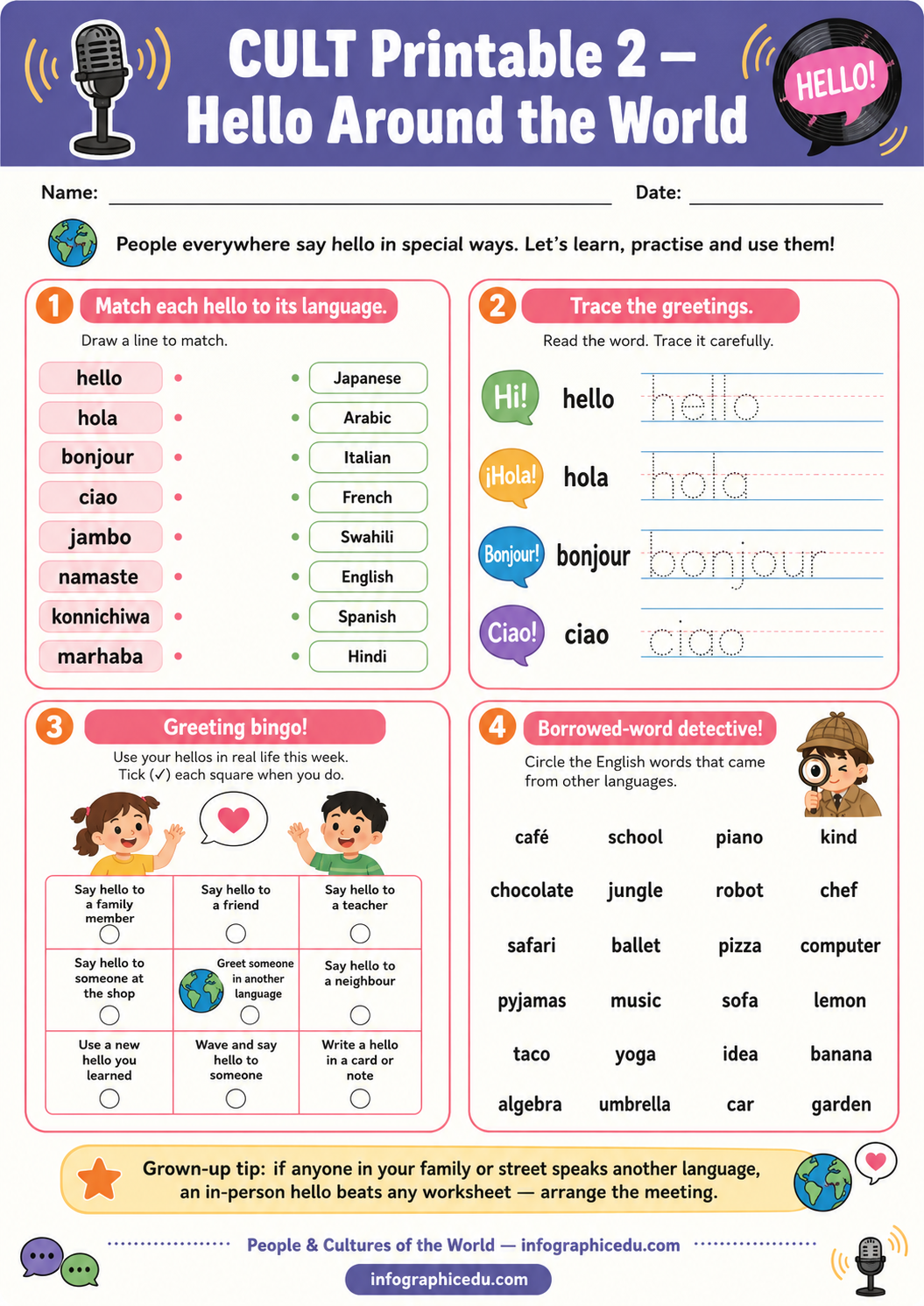 Languages & Greetings worksheet