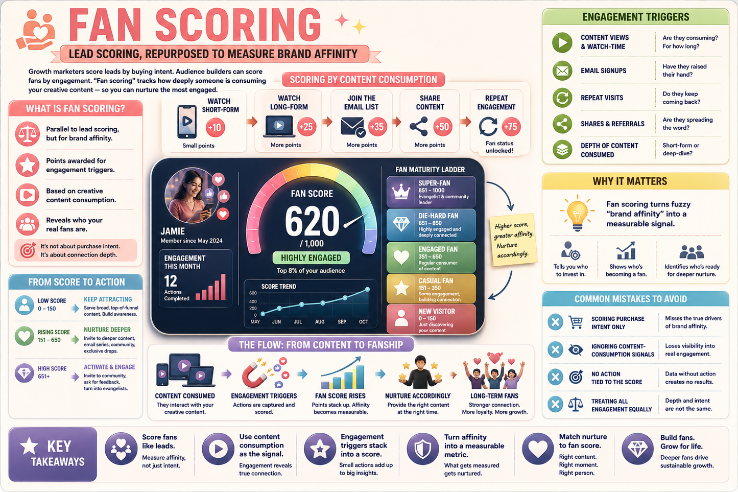Infographic on fan scoring with various elements and icons.