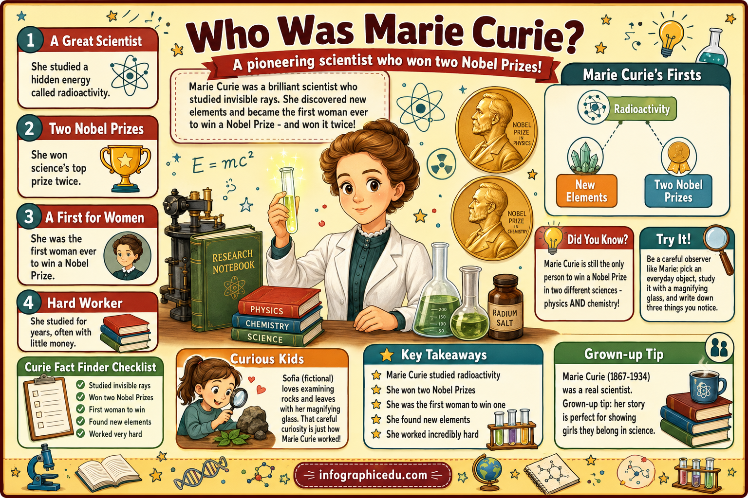 Marie Curie For Kids – Digital Infographic Course & Printable Planner Pack