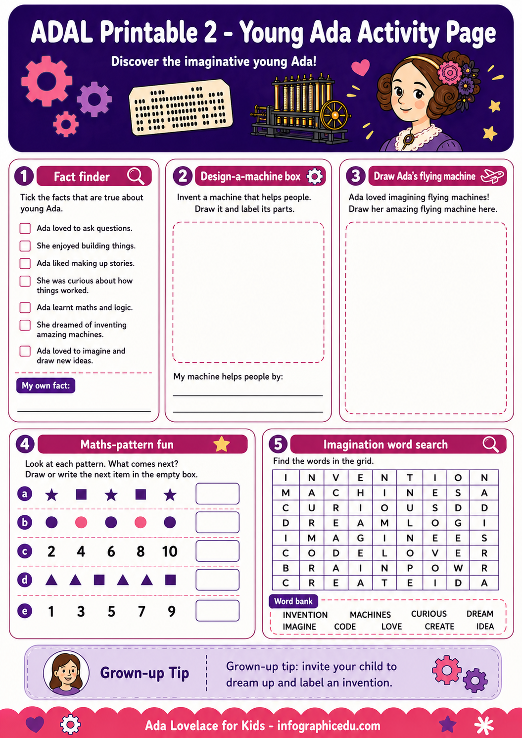 Ada Lovelace – Digital Infographic Course & Printable Planner Pack