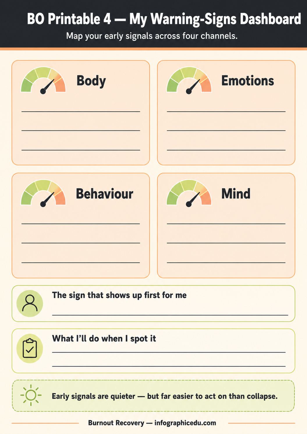 Burnout Recovery Pack – Digital Infographic Course & Printable Worksheet Bundle