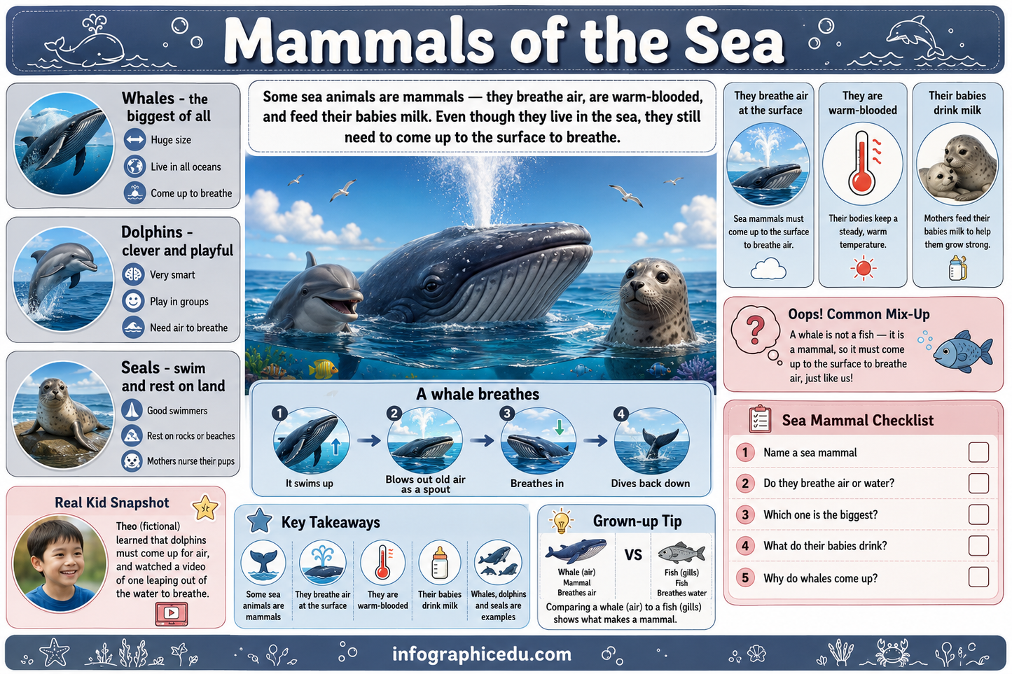 Ocean Animals & The Big Blue Ocean – Kids Digital Infographic Course & Printable Worksheet Pack