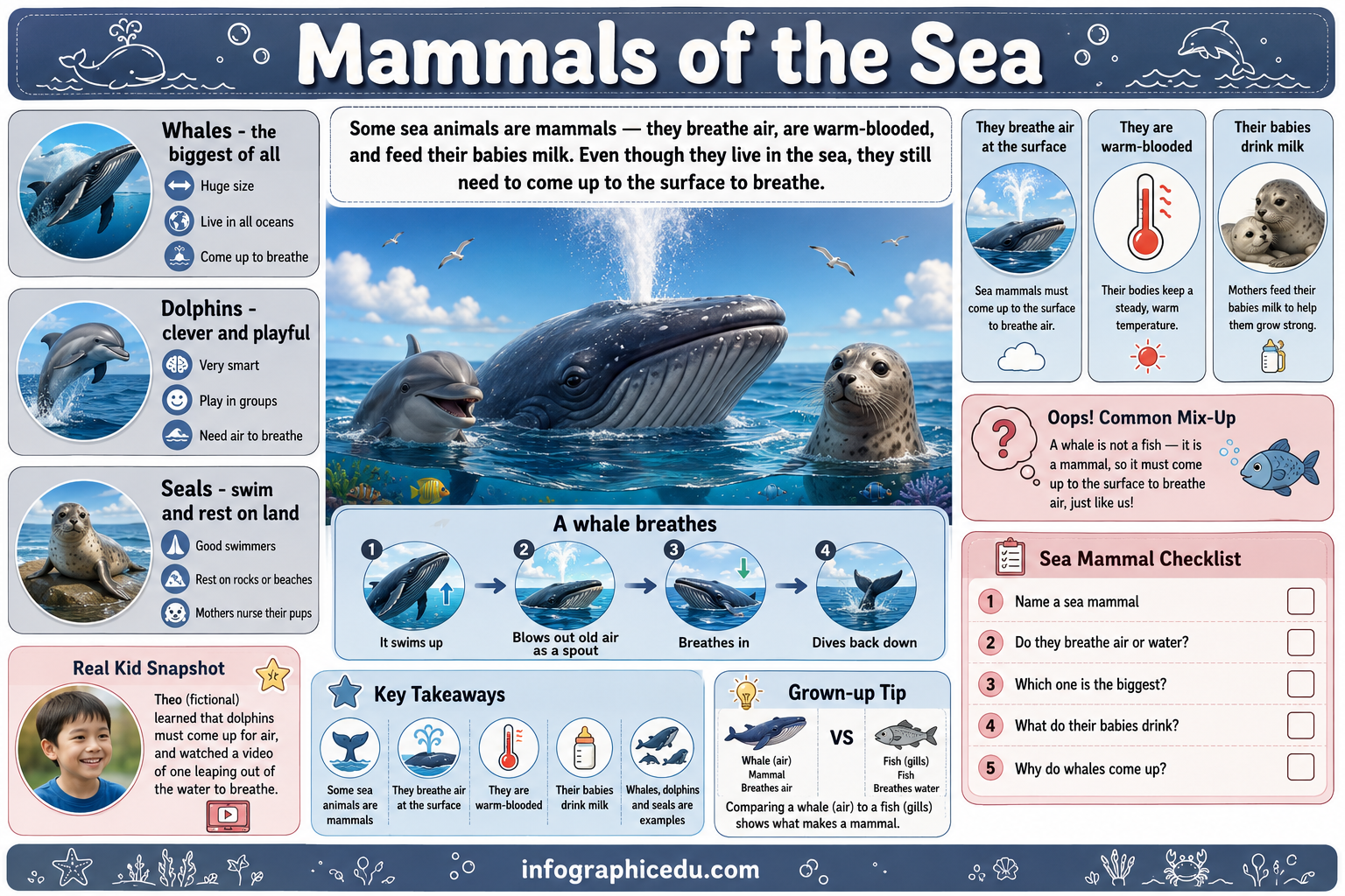 Ocean Animals & The Big Blue Ocean – Kids Digital Infographic Course & Printable Worksheet Pack