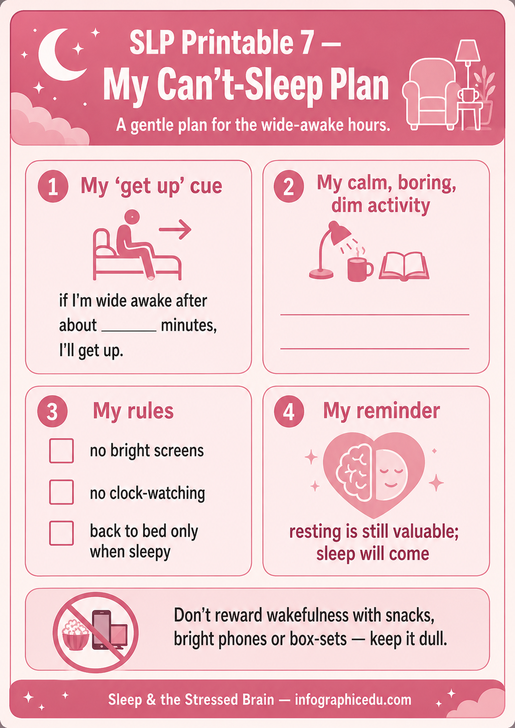 Sleep & The Stressed Brain – Digital Infographic Course & Printable Worksheet Pack