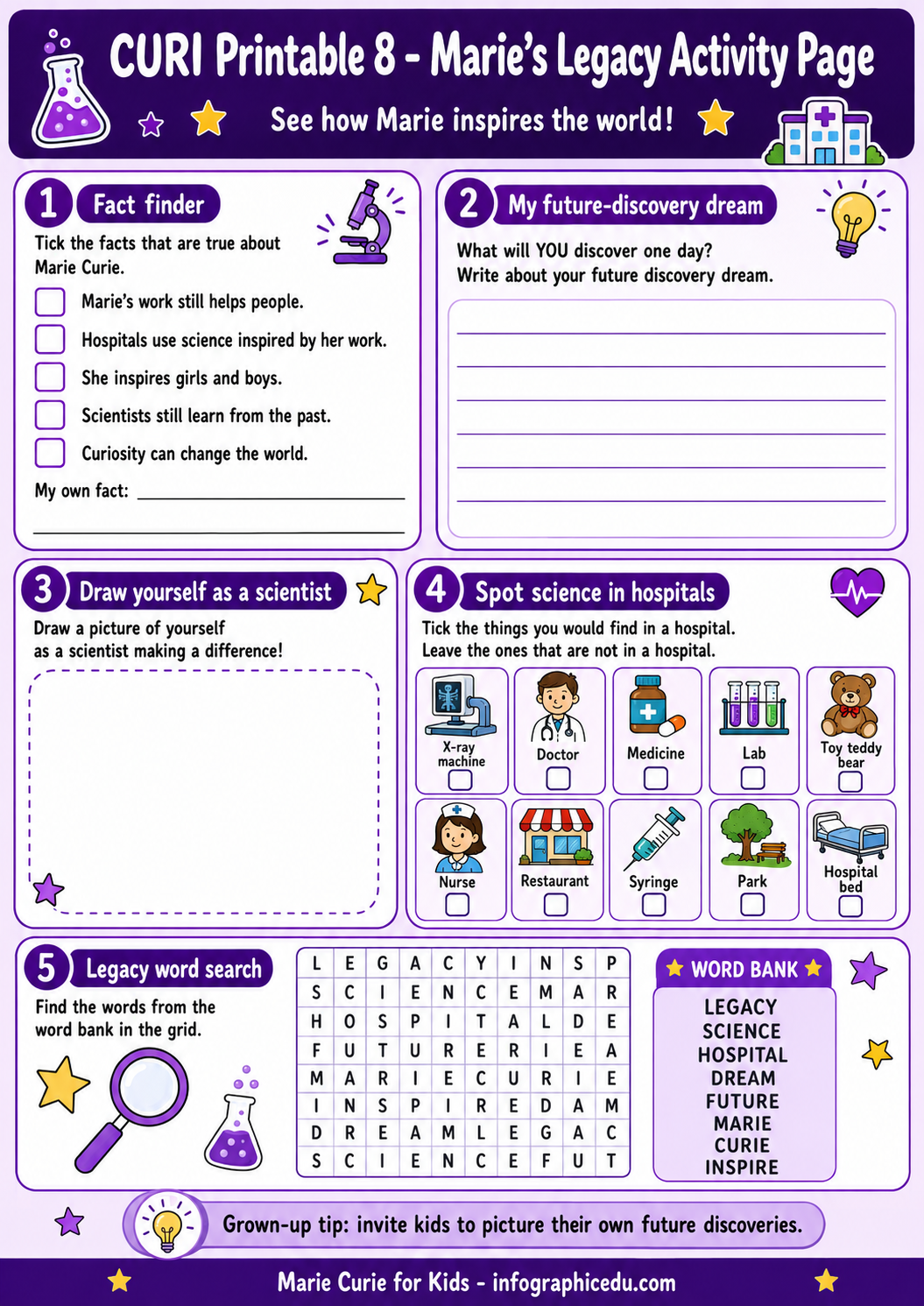 Marie Curie For Kids – Digital Infographic Course & Printable Planner Pack