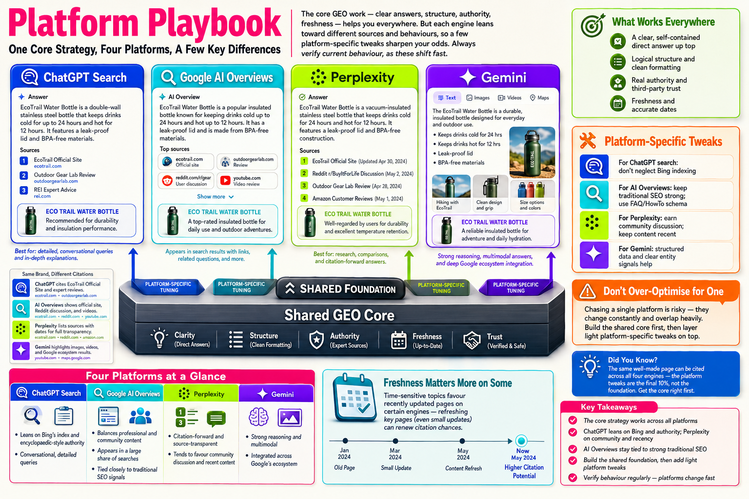 Multicolored infographic titled 'Platform Playbook' with various sections and text.