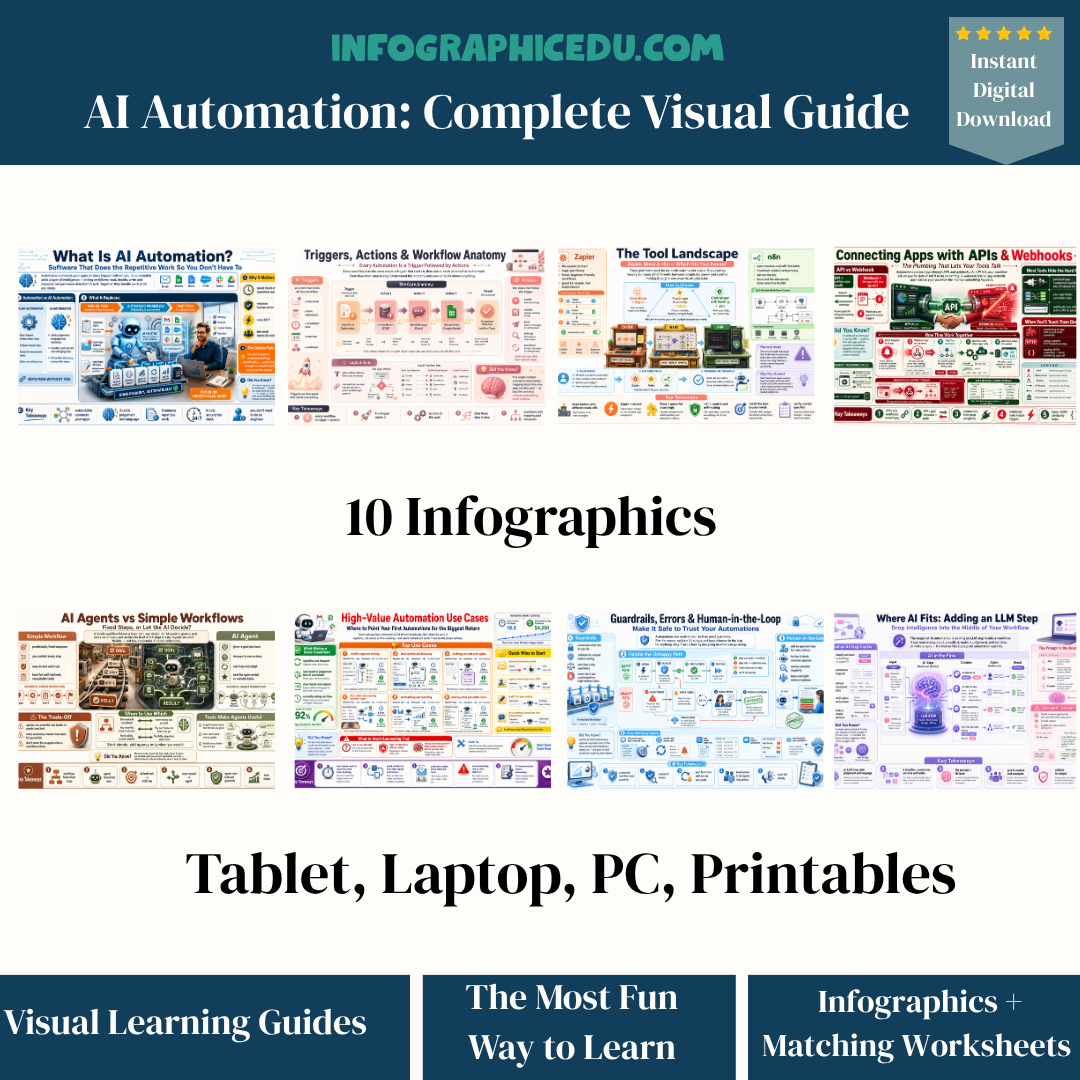 AI Automation Explained – Digital Infographic Course for Beginners