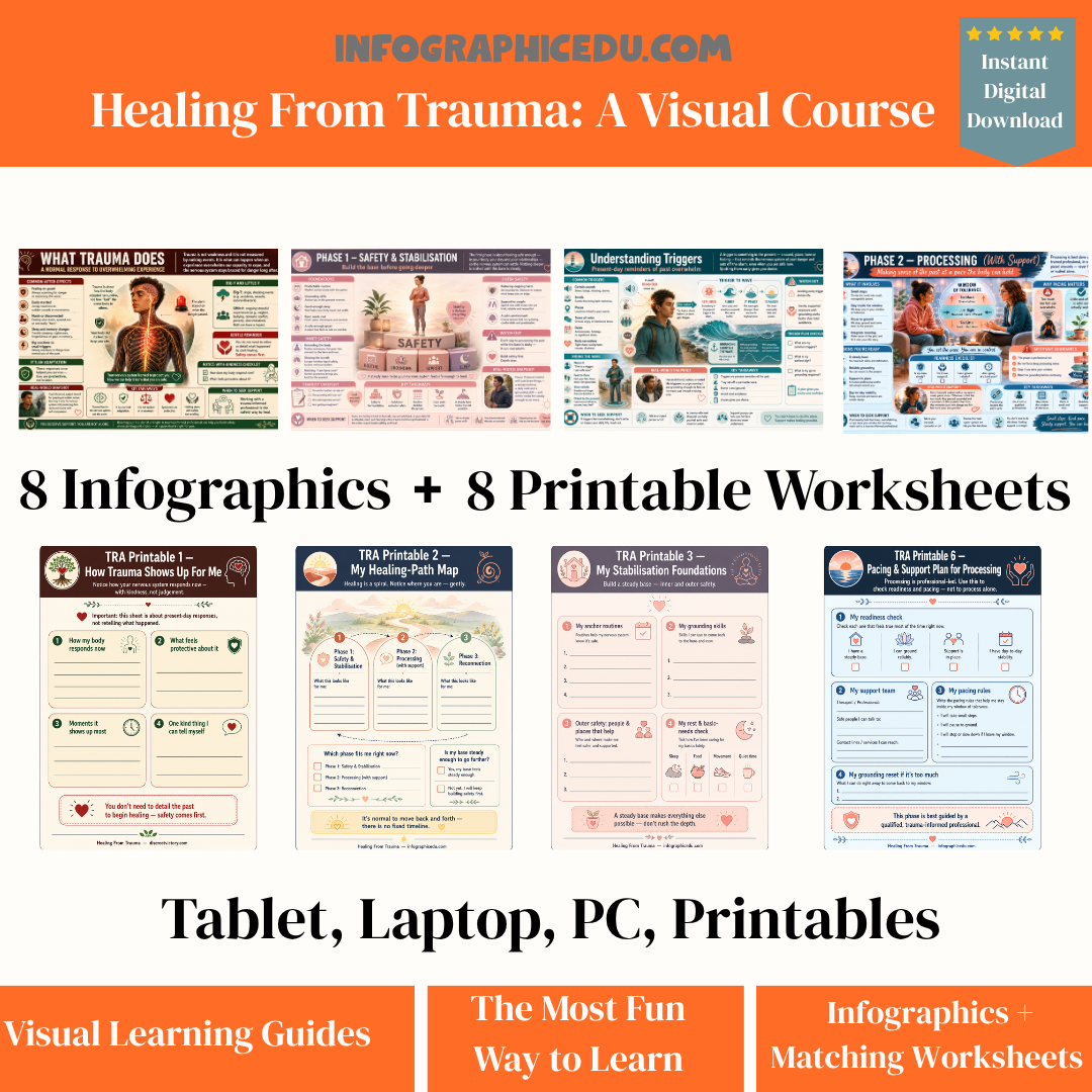Healing From Trauma – Digital Infographic Course & Printable Worksheet Pack