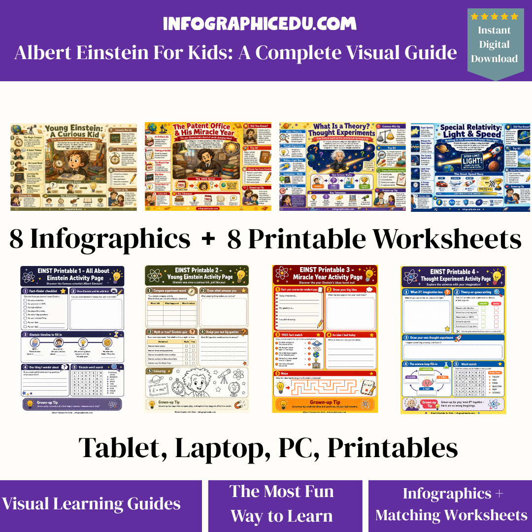 Albert Einstein for Kids – Digital Infographic Course & Printable Planner Pack