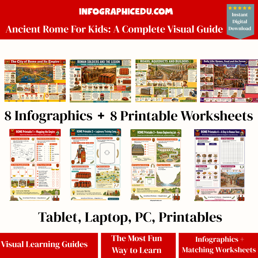 Ancient Rome & The Romans – Kids Digital Infographic Course & Printable Worksheet Pack