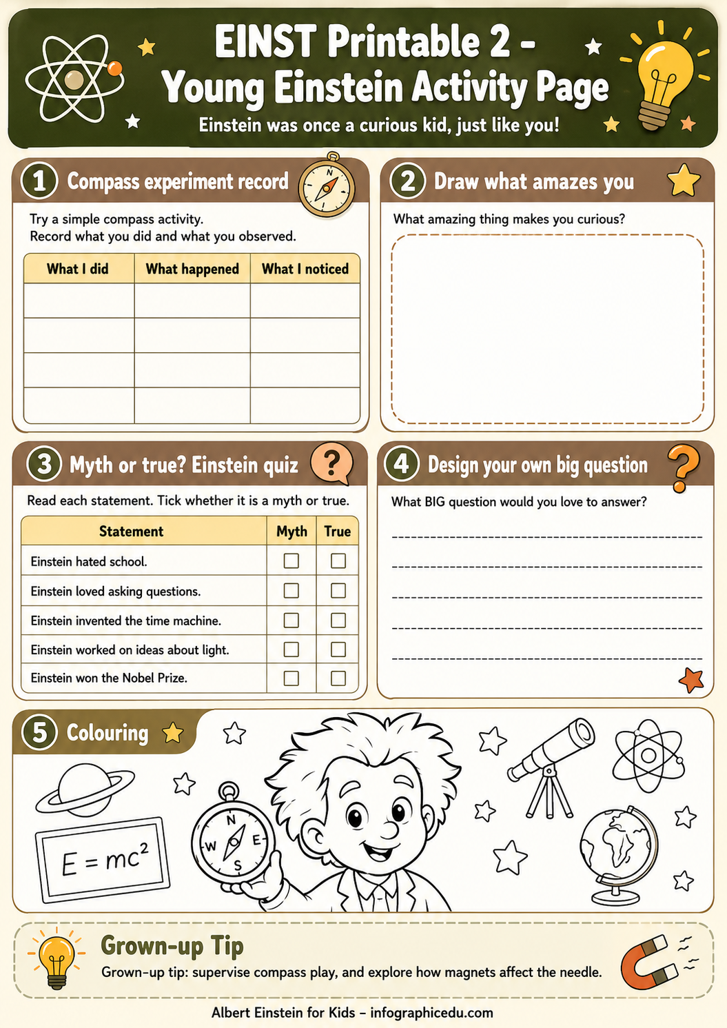 Albert Einstein for Kids – Digital Infographic Course & Printable Planner Pack