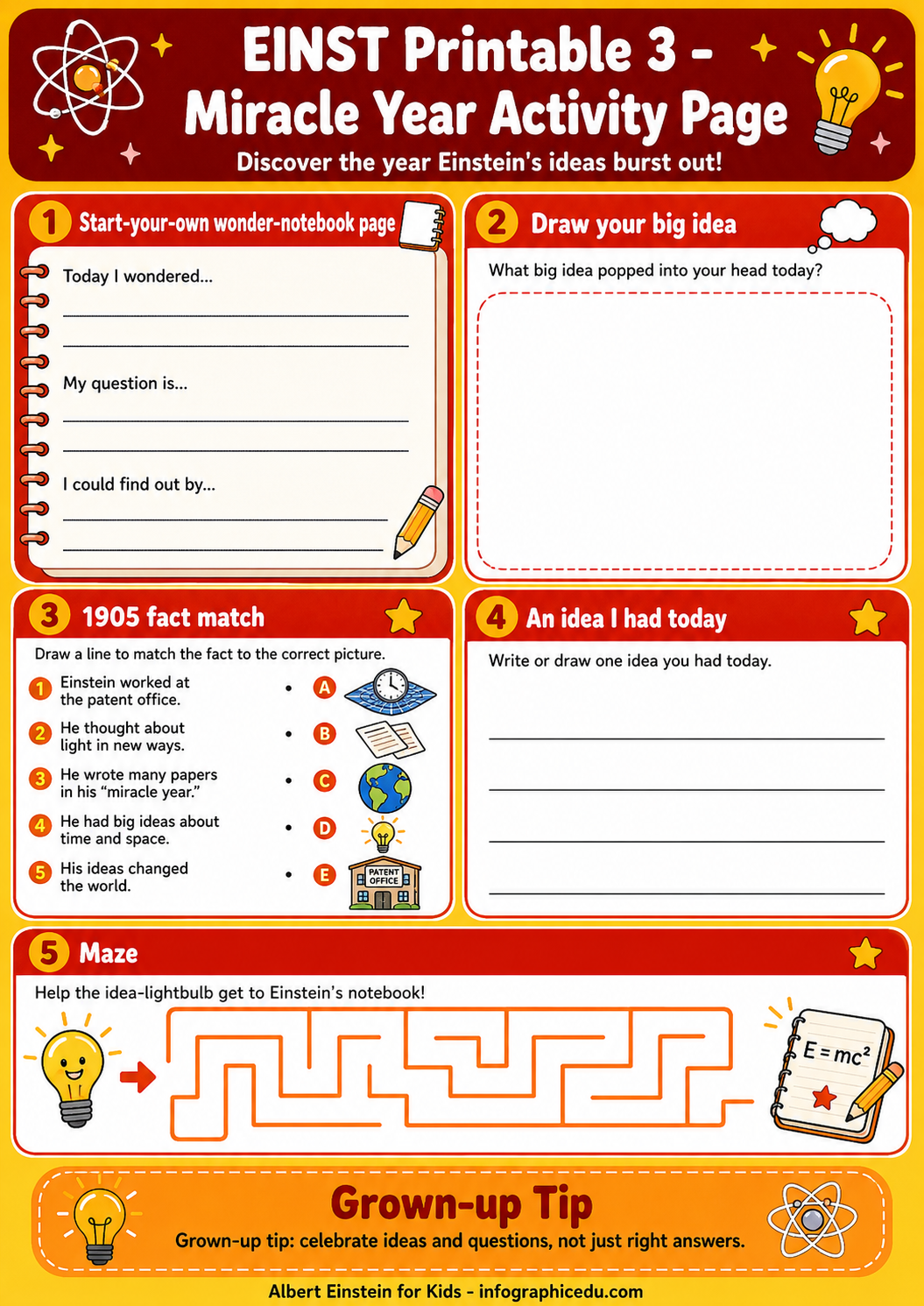 Albert Einstein for Kids – Digital Infographic Course & Printable Planner Pack
