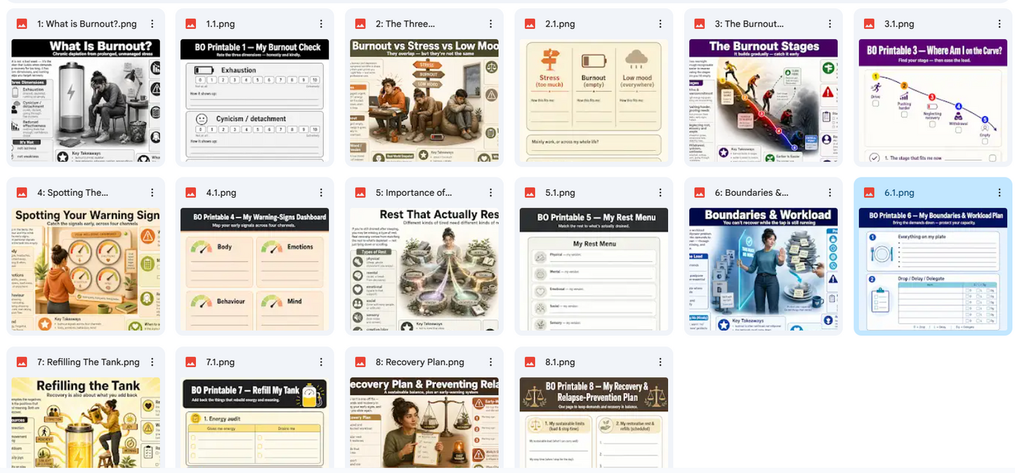 Burnout Recovery Pack – Digital Infographic Course & Printable Worksheet Bundle