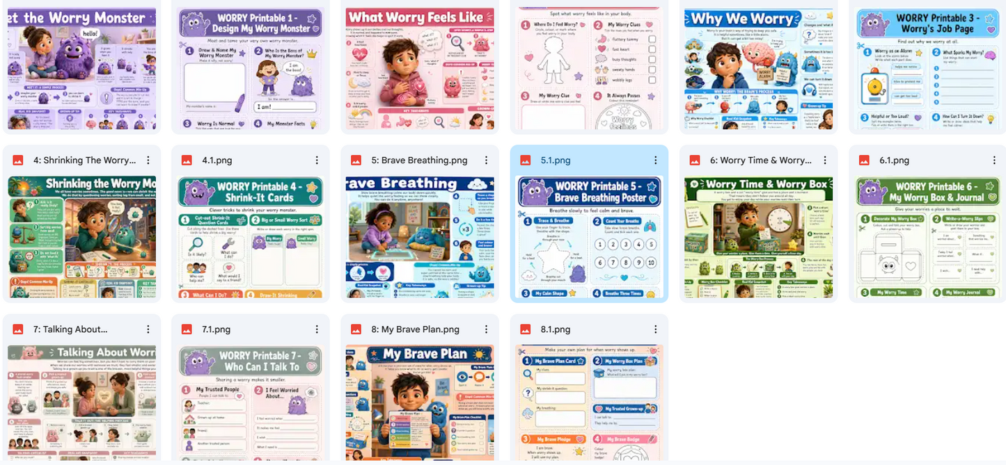 Worry Monster – Kids Anxiety Coping Digital Infographic Course & Printable Worksheet Pack