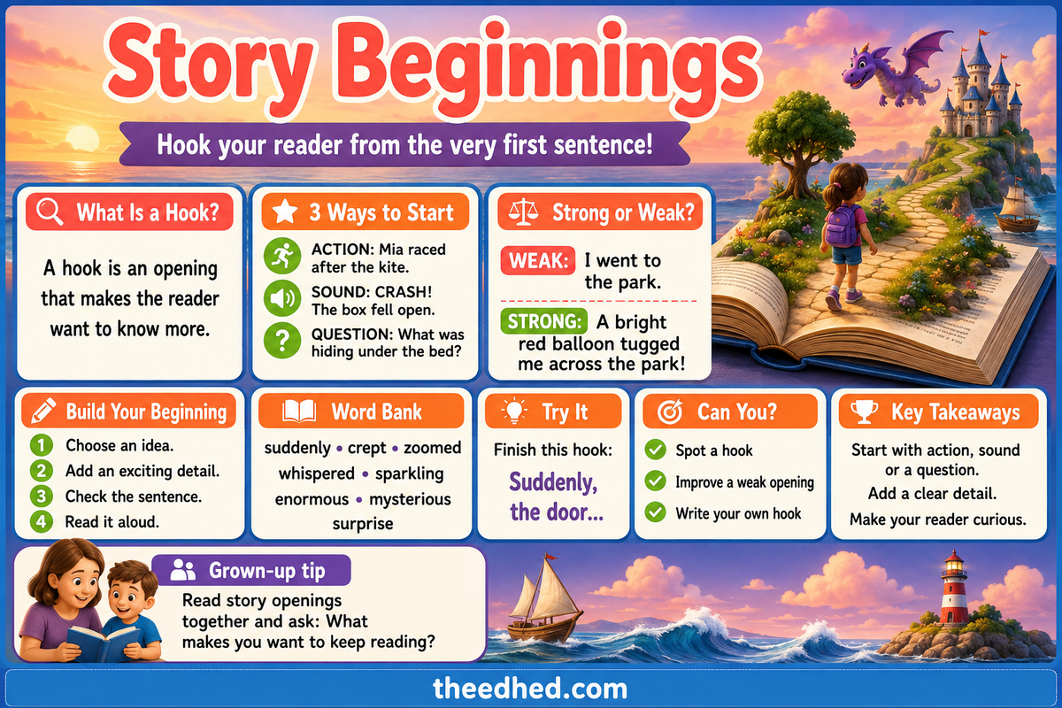 Grade 1 Infographic 01 preview included in the Grades 1–5 Creative Writing Mastery BUNDLE