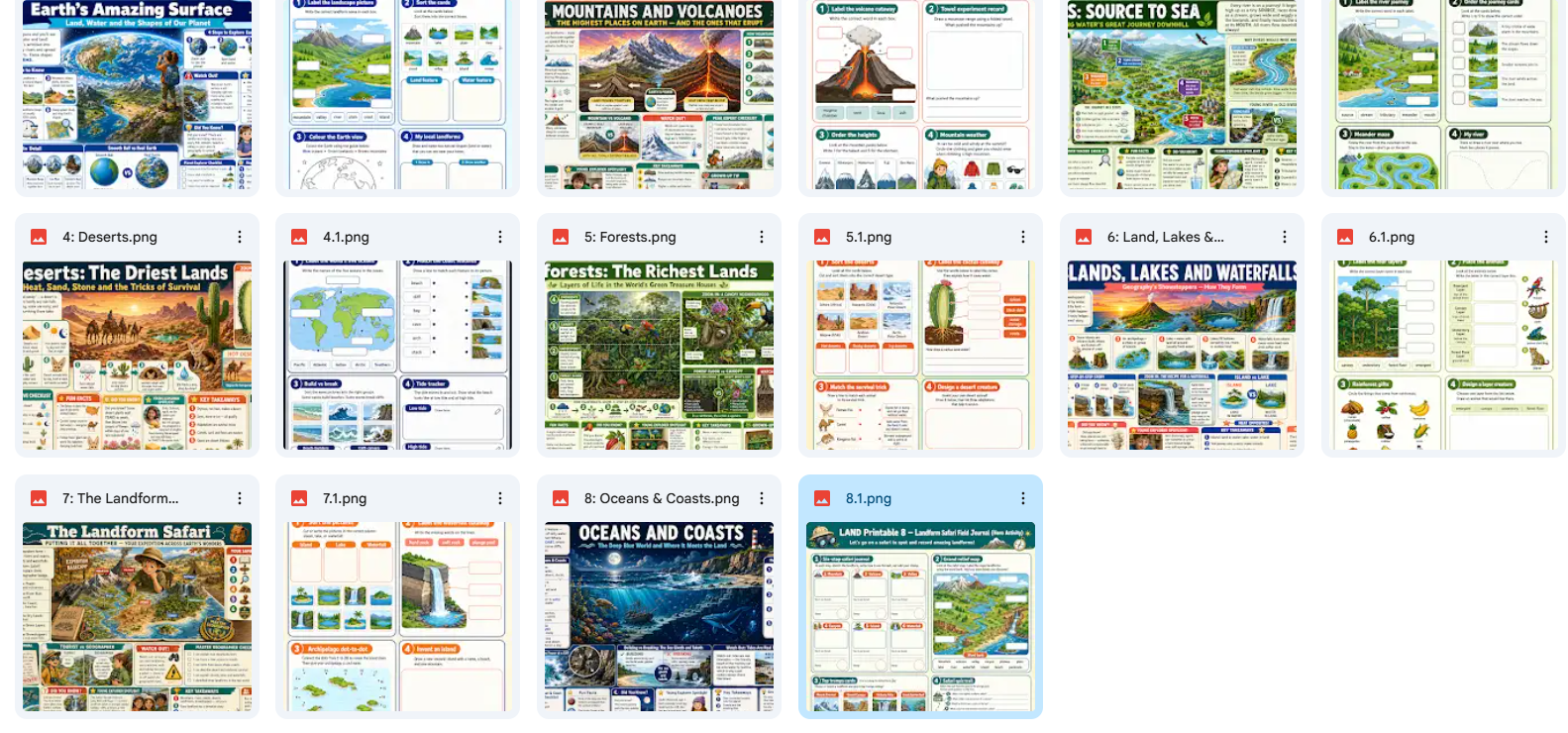 Grid of various landscape and nature-themed images on a white background