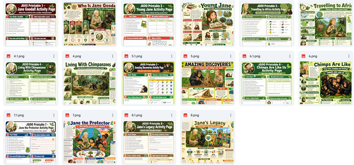 Jane Goodall – Digital Infographic Course & Printable Planner Pack