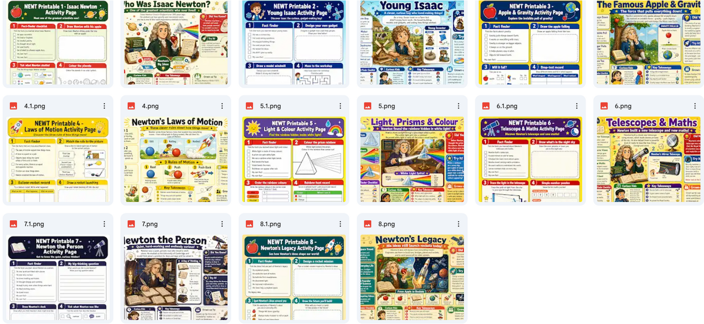 Isaac Newton For Kids – Digital Infographic Course & Printable Planner Pack