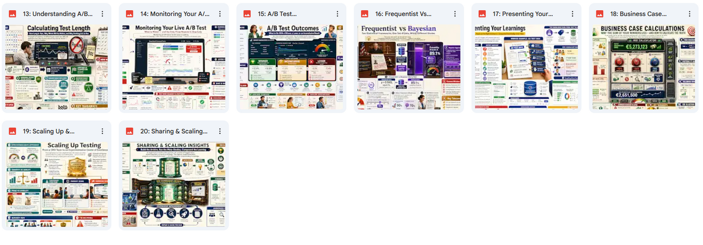 Grid of multiple web pages with various content on a white background