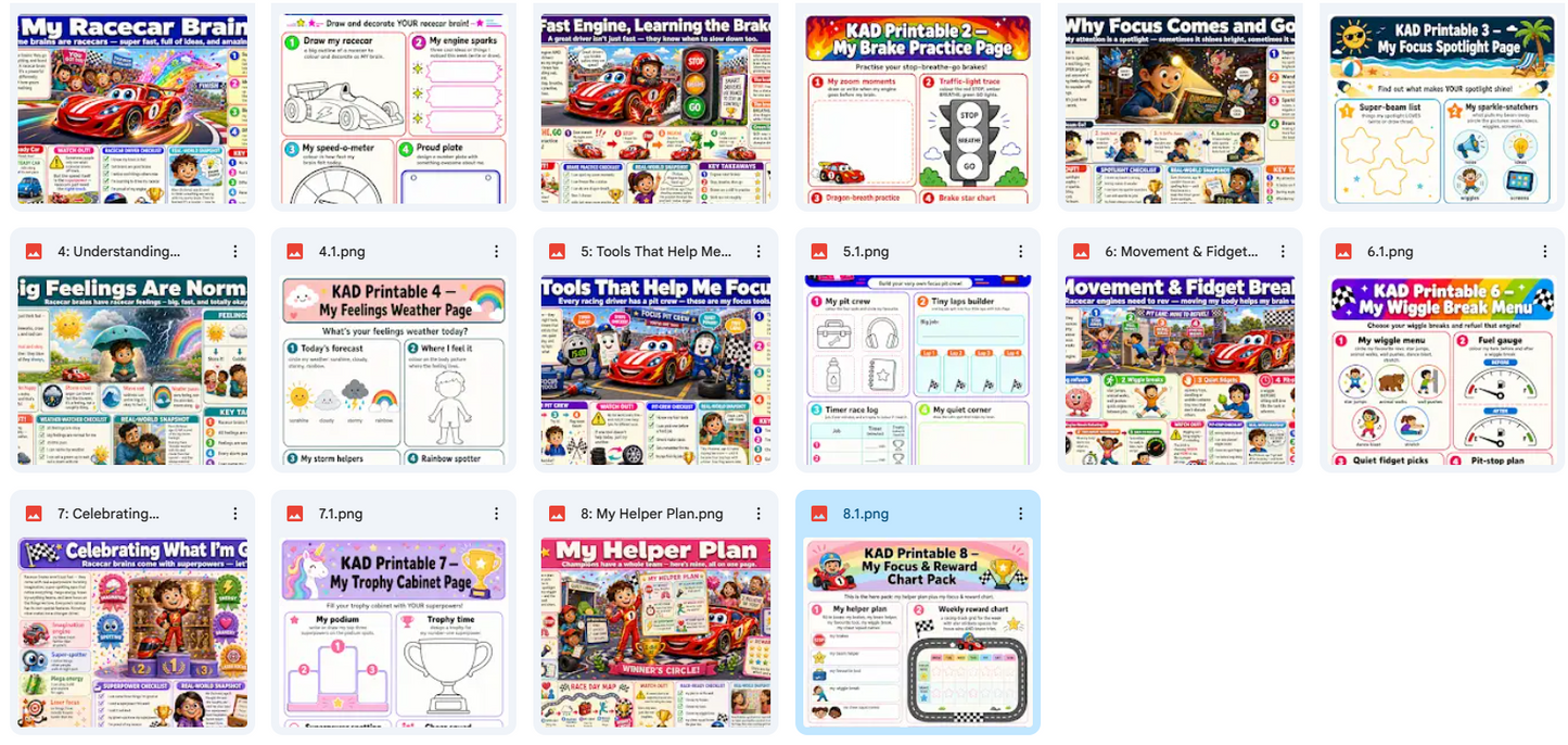 Grid of various educational web pages for children on a white background