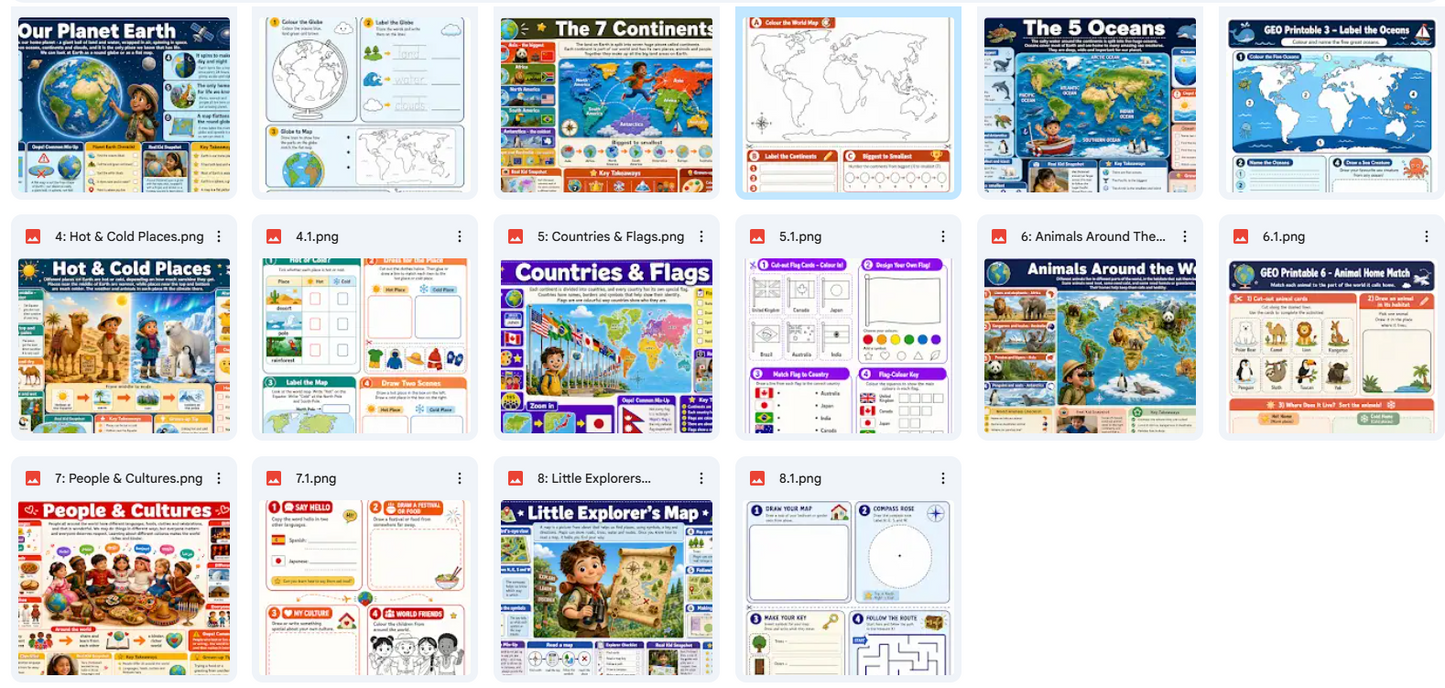 Collection of educational posters on a white background