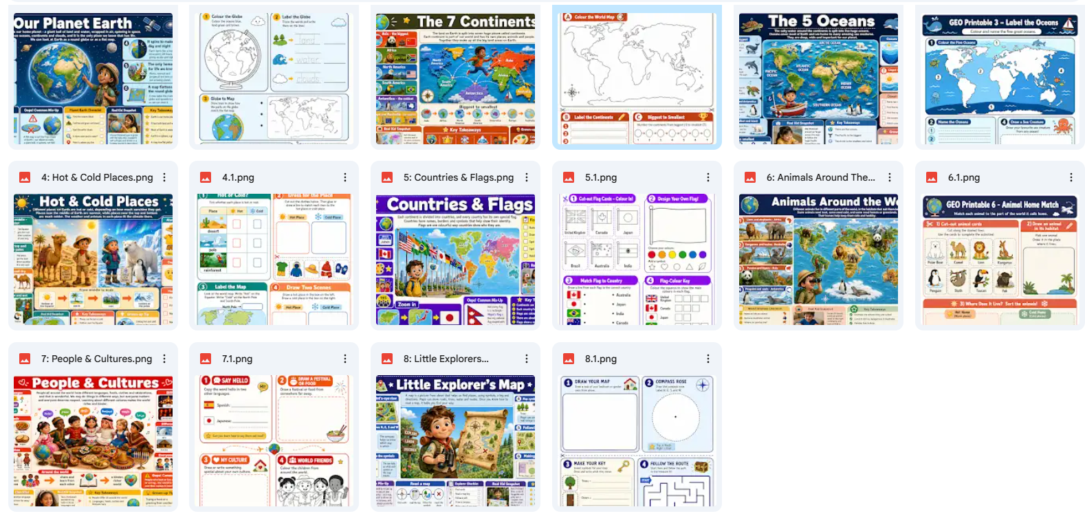Collection of educational posters on a white background