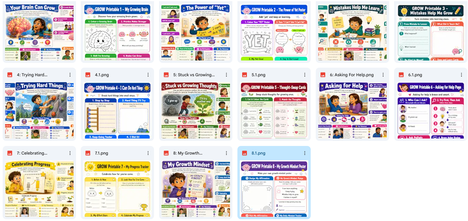 Grid of educational children's apps with colorful interfaces and cartoon characters.