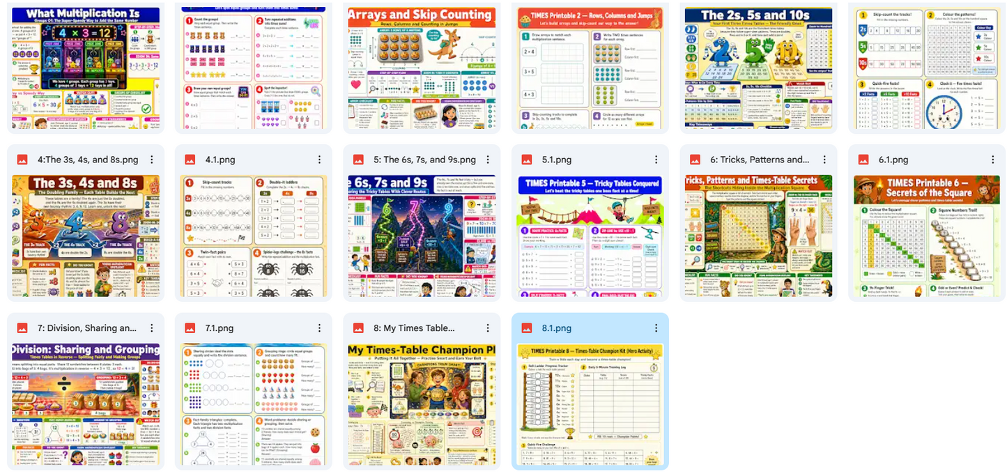 Grid of educational posters on a white background