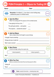 Grade 4 Ellipsis printable worksheet