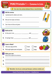Grade 2 Printable 01 preview included in the Grades 1–5 Punctuation Mastery BUNDLE