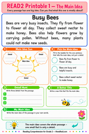 The Main Idea Grade 2 printable reading comprehension worksheet